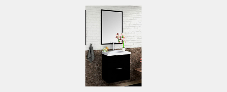 Confira dicas de decoração de banheiro pequeno — Balcão com Armário Cuba Pietra 60 cm Preto Brilho Bosi Móveis | Blog Lojas Solar
