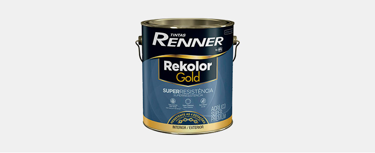 Imagem de tinta acrílico galão de 3,2L da marca Renner para escolher cor de tinta para quarto. 
