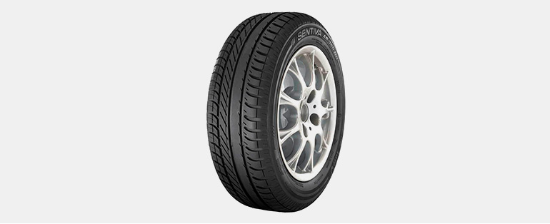 Imagem de pneu com aro prata da marca Fate 